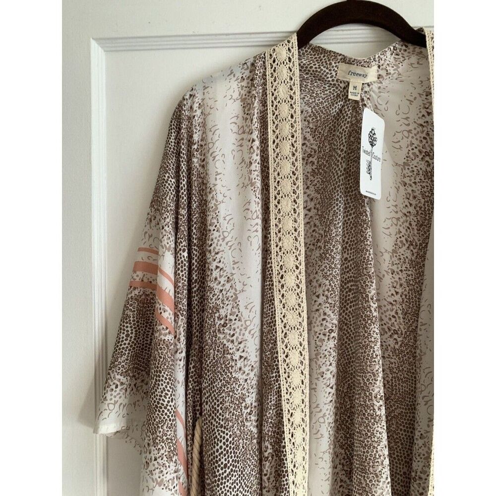 Womens Kimono Wrap Swim Coverup Animal Leopard Print Open Front Bohemian New - Picture 2 of 12